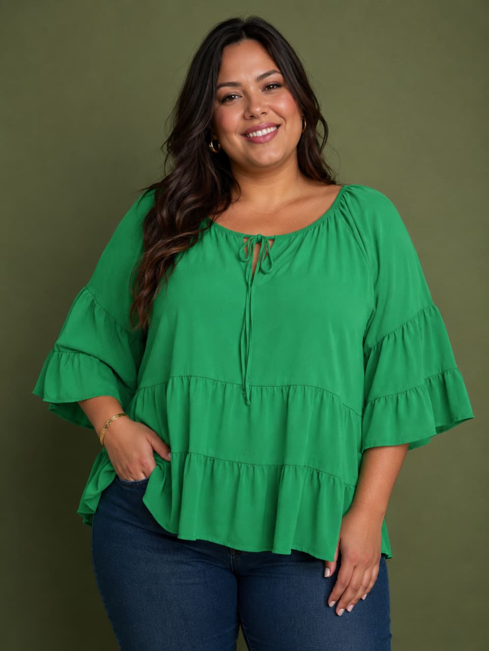 Blusa verde Peplum