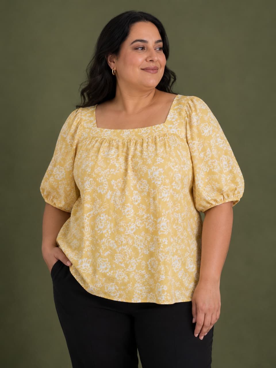 Blusa manga bombacha amarilla